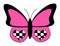 Emo goth butterfly with chessboard hearts. Glamour trendy 2000s aesthetic. Black and pink. Psychedelic Y2k