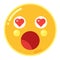 Emoji of Astonishment with Love Heart Eyes in Flat Design Vector