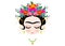 Emoji baby Frida Kahlo sleeping with crown and of colorful flowers, isolated