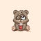 Emoji character cartoon Bear just woke up with cup of coffee sticker emoticon