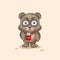 Emoji character cartoon Bear nervous with cup of coffee sticker emoticon