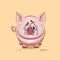 Emoji character cartoon sad and frustrated Pig crying, tears sticker emoticon