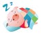 Emoji character. A pig sleeping under a blanket