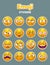 Emoji collection. Funny comic cartoon yellow smiley faces set.