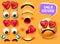 Emoji creator vector set design. Emojis 3d in crying and broken heart character with editable eyes and mouth face kit elements.
