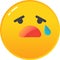 Emoji cry sad emoticon icon tear on face vector