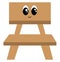 Emoji of a cute smiling wooden chair, vector or color illustration