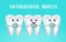 Emoji dental braces vector design. Emojis tooth with dental brace and crooked teeth character for clean and healthy oral health.