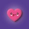 Emoji emoticon character red heart shape. 3D Rendering kawaii face