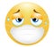 Emoji emoticon. Concept of tiredness in wearing the medical mask in the sultry heat. 3d illustration. Funny emoticon. Coronavirus
