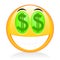 Emoji, emoticon - dollar signs - greed concept