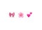 Emoji emoticon reactions color icon set : pink bow, Cherry Blossom, two hearts , vector isolated