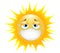 Emoji emoticon sun. Concept of tiredness in wearing the medical mask in the sultry heat. 3d illustration. Funny emoticon. Coronavi