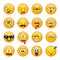 Emoji. Emoticons. Cute cartoon round faces with diferent emotion