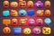 Emoji emoticons with speech bubbles isolated over purple background