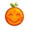 Emoji - enjoy orange with happy smile. Isolated vector.