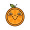 Emoji - enjoy orange with happy smile. Isolated vector.