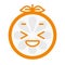 Emoji - enjoy orange with happy smile. Isolated vector.