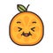 Emoji - enjoy orange with happy smile. Isolated vector.