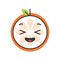 Emoji - enjoy orange with happy smile. Isolated vector.