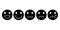 Emoji face black icon set. Customer rating satisfaction. 5 basic emotions for feedback survey. Happy, smile, neutral, sad, bad.