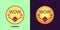 Emoji face icon with phrase Wow. Enthusiastic emoticon with text Wow. Set of cartoon faces, emotion icon