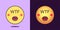Emoji face icon with phrase WTF. Irritated emoticon with text WTF. Set of cartoon faces, emotion icon for social media