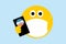 Emoji with face mask, phone and I Voted pin, USA elections