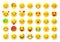 Emoji face sticker mood web badge yellow flat set