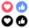 Emoji Facebook like and love icons color