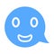 Emoji, feedback, smile icon. Blue vector sketch.