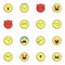 Emoji filled outline icons set