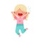 Emoji Girl with Ponytails Jumping Feeling Happiness and Excitement Vector Illustration