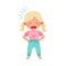Emoji Girl with Ponytails Standing Feeling Anger Vector Illustration