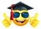 Emoji Graduate College Sunglasses Cartoon Emoticon