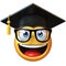 Emoji graduate student isolated on white background,emoticon wearing graduation cap 3d rendering