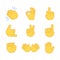 Emoji hand applause emoticon thumb clap icon. Applaud fist goodbye vector symbol