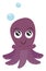 Emoji of a happy octopus, vector or color illustration