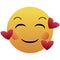 Emoji with hearts - in love face - emoticon face with smiling eyes, rosy cheeks, and three hearts floating around its head -