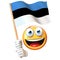 Emoji holding Estonian flag, emoticon waving national flag of Estonia 3d rendering
