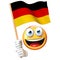 Emoji holding German flag, emoticon waving national flag of Germany 3d rendering