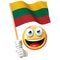 Emoji holding Lithuanian flag, emoticon waving national flag of Lithuania 3d rendering