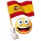 Emoji holding Spanish flag, emoticon waving national flag of Spain 3d rendering