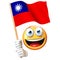 Emoji holding Taiwan flag, emoticon waving national flag of Taiwan 3d rendering