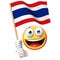 Emoji holding Thai flag, emoticon waving national flag of Thailand 3d rendering