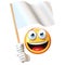 Emoji holding white flag, emoticon waving blank flag with copy space 3d rendering