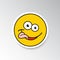 Emoji isolated on sticker, smiling face with stuck-out tongue