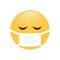 Emoji in medical mask. Emoticon in surgical mask. Stop Coronavirus. Covid-19. Stop the global pandemic
