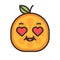 Emoji - orange in love with happy smile. Isolated vector.