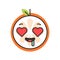 Emoji - orange in love with happy smile. Isolated vector.